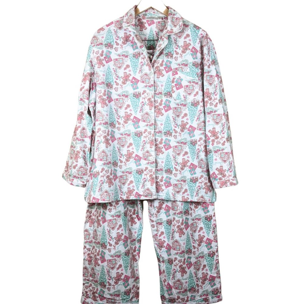 Pyjamas Set of 2 Christmas Tree Ginger Bread Flannel Pyjamas XL